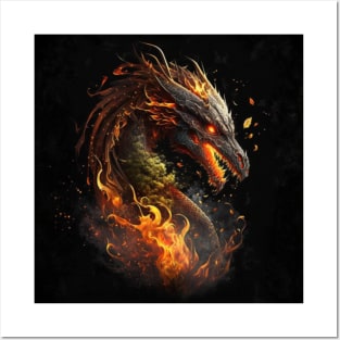 Japanese Epic Fire Dragon Posters and Art